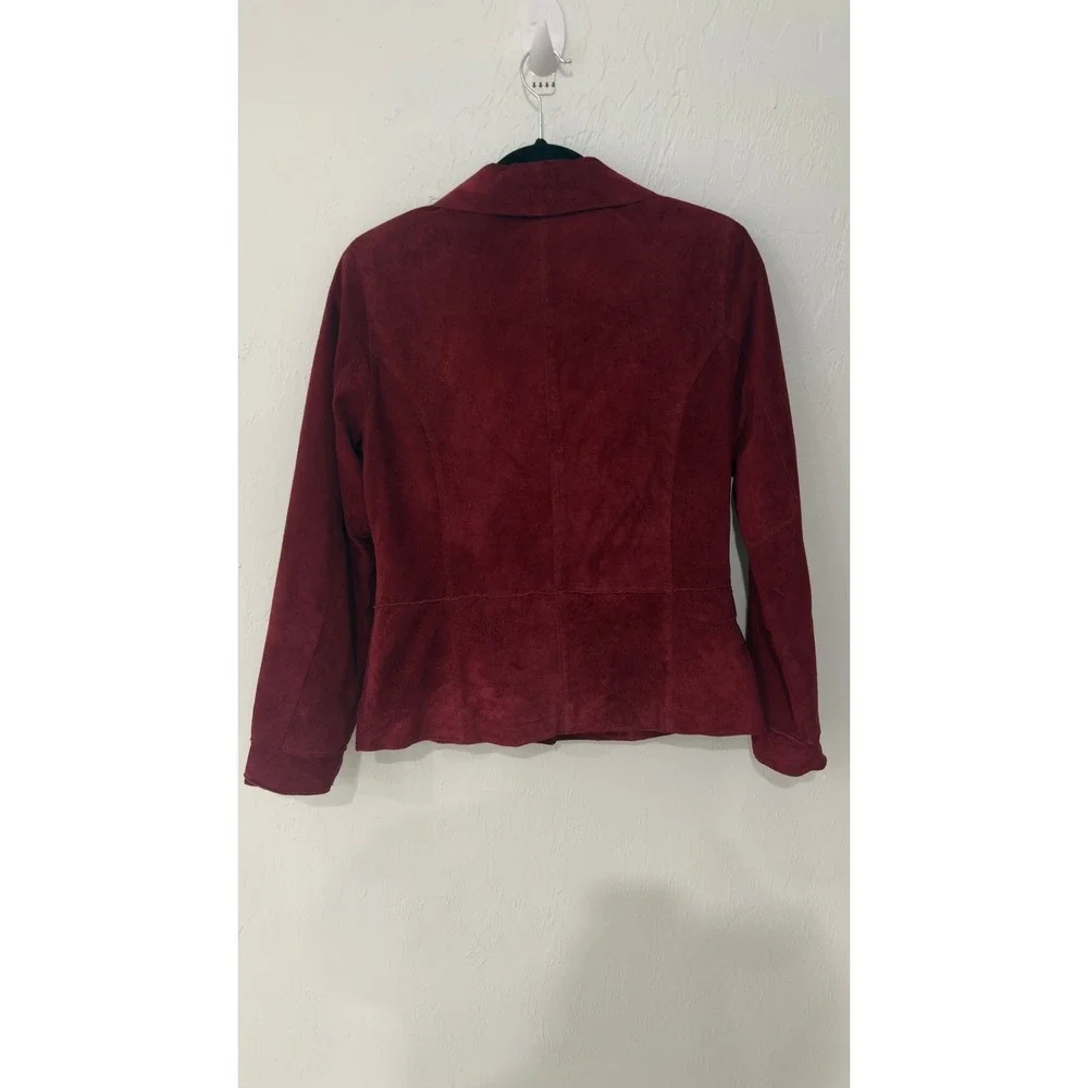 Vintage Brandon‎ Thomas Burgundy Red Suede Leather Blazer Jacket Womens M - Picture 4 of 8